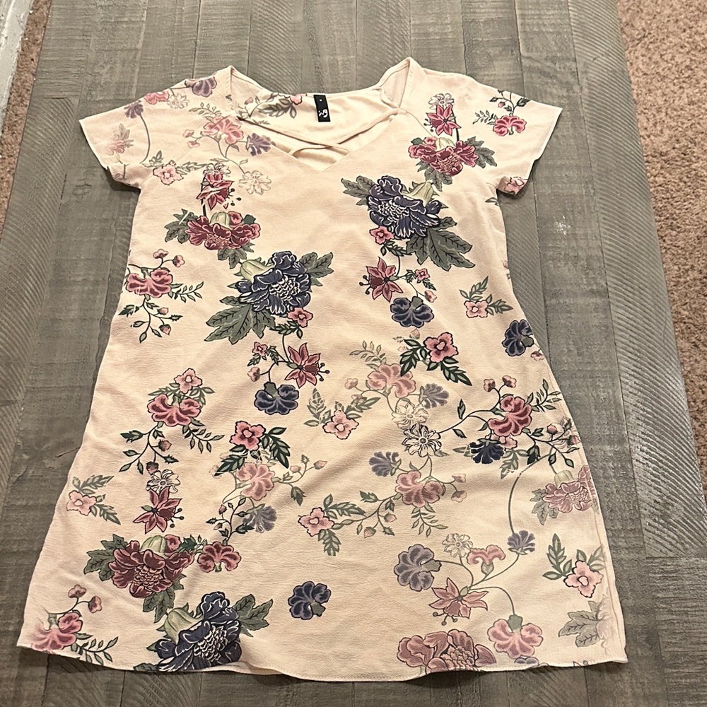 Ing Floral Print Dress - Cream and Pink
